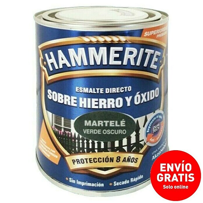 Hammerite Esmalte para metal Hierro y óxido (Verde oscuro, 750 ml, Martelé)