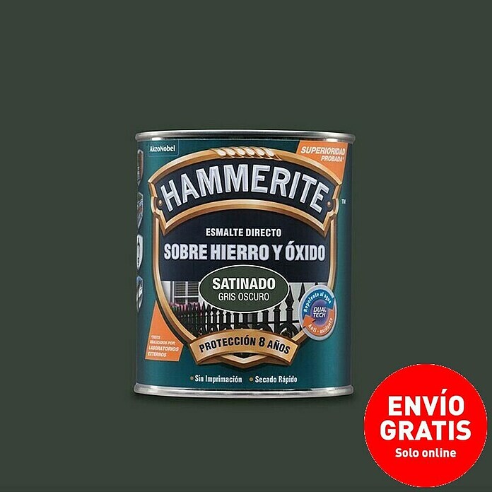 Hammerite Esmalte para metal Hierro y óxido  (Gris hormigón, 750 ml, Satinado)