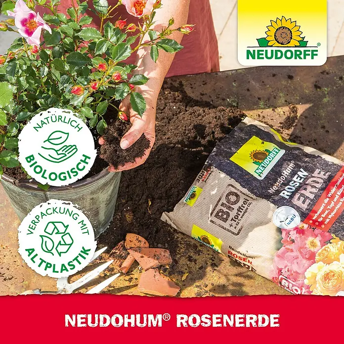 Neudorff NeudoHum Blumenerde - 20 l - Neudorff Rosenerde für gesunde Rosen: Biologisch, torffrei und in recycelter Verpackung.