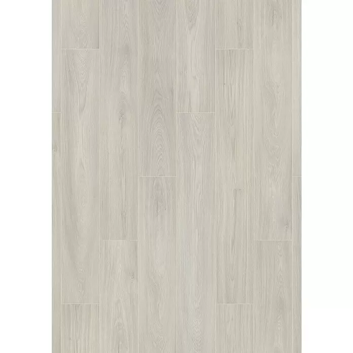 Krono Original Laminat Atlantic 8 - Cotton Greenvale Oak, Landhausdiele, 1.288 x 195 x 8 mm - Helle graue Holzoptik-Bodenplanken.