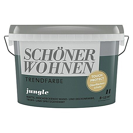 SCHÖNER WOHNEN-Farbe Wandfarbe Trendfarbe (Jungle, 1 l, Matt, Konservierungsmittelfrei)