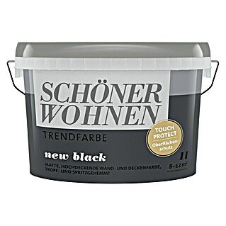 SCHÖNER WOHNEN-Farbe Wandfarbe Trendfarbe (New Black, 1 l, Matt, Konservierungsmittelfrei)