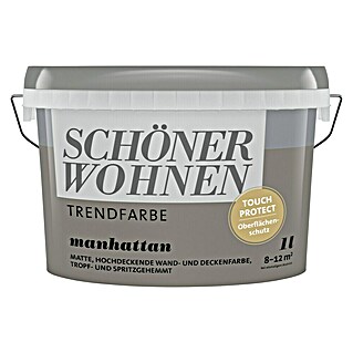 SCHÖNER WOHNEN-Farbe Wandfarbe Trendfarbe (Manhattan, 1 l, Matt, Konservierungsmittelfrei)