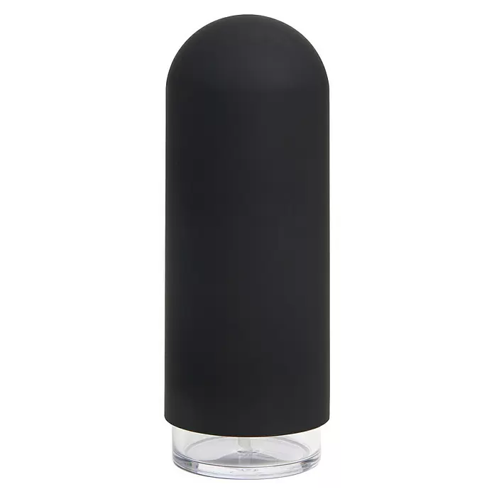 Umbra Seifenspender Penguin - Kunststoff, Schwarz - Schwarzer zylindrischer Pumpspender mit transparentem Boden.