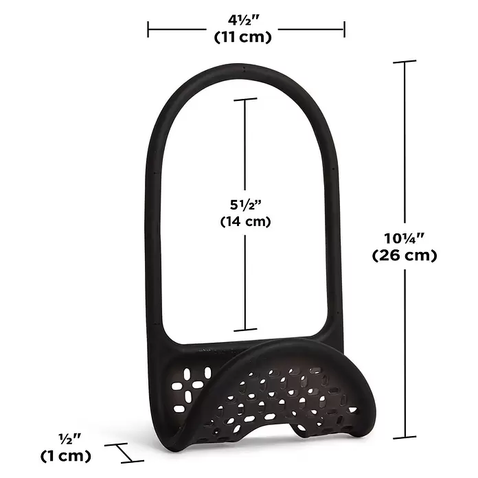 Umbra Spülbecken-Organizer Sling - 26 cm x 11 mm x 1 cm, Schwarz - Schwarzer flexibler Silikon-Spülbecken-Organizer mit Lochboden, 26 cm hoch.