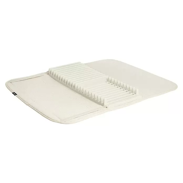 Umbra Abtropfmatte Udry - L x B x H: 61 x 46 x 4 mm, Kunststoff, Beige - Hellbeige Abtropfmatte mit integriertem weißem Abtropfgestell aus Kunststoff.