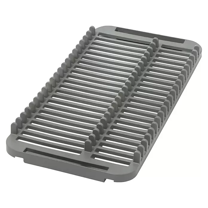 Umbra Abtropfmatte Udry - L x B x H: 61 x 46 x 27 mm, Kunststoff, Grau - Grauer Kunststoff-Geschirrabtropfständer-Einsatz mit mehreren Schlitzen für Teller und Tassen.