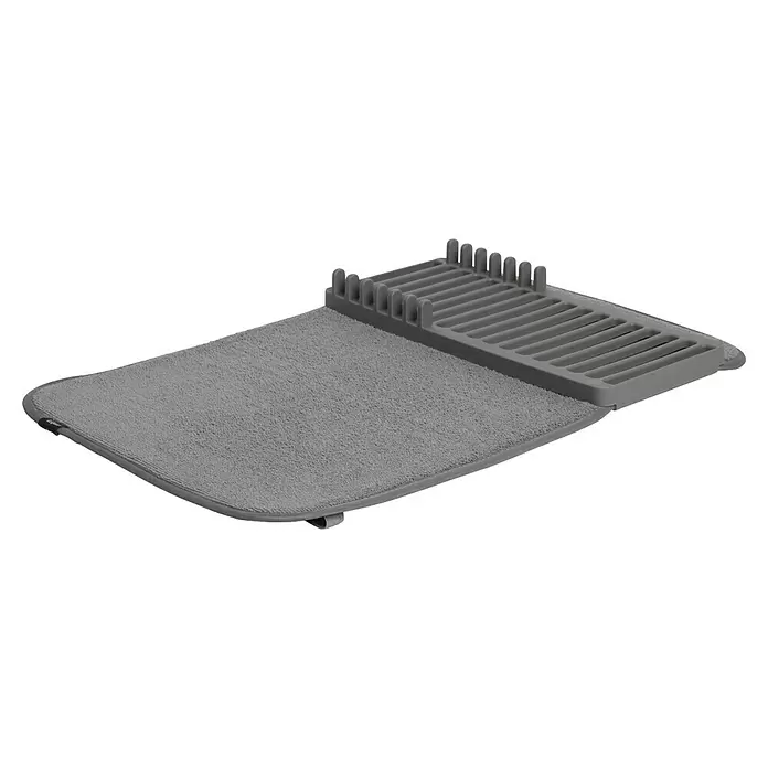Umbra Abtropfmatte Udry Mini - L x B x H: 33 x 51 x 4 cm, Kunststoff, Anthrazit - Graue Mikrofaser-Abtropfmatte mit integriertem Kunststoffgestell.