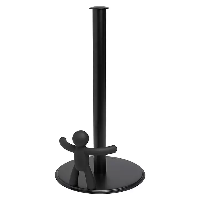 Umbra Küchenrollenhalterung Buddy - L x B x H: 19 x 18 x 34 cm, Schwarz - Schwarzer Küchenrollenhalter mit einer witzigen „Buddy“-Figur, die die zentrale Stange hält.
