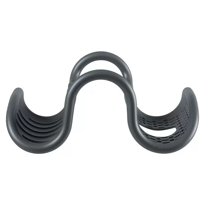 Umbra Spülbecken-Organizer Sling - 29 x 1 x 14 mm, Grau - Wellenförmiges dunkelgraues Objekt mit gerippten und perforierten Enden.