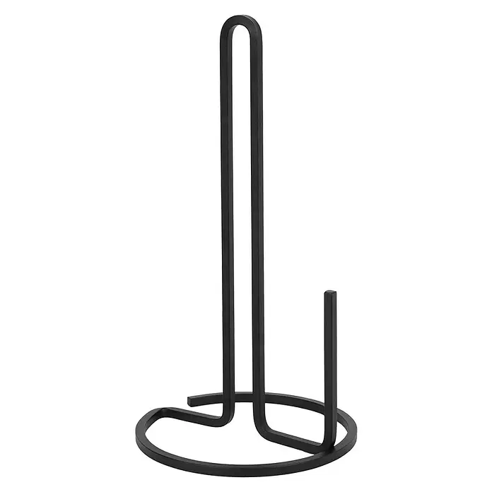 Umbra Küchenrollenhalterung Squire - Durchmesser: 17 cm, Schwarz - Schwarzer Metall-Küchenrollenhalter mit rundem Fuß und aufrechter Halterung für die Arbeitsplatte.