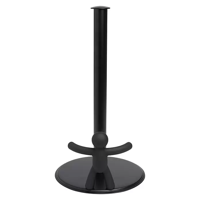 Umbra Küchenrollenhalterung Buddy - L x B x H: 19 x 18 x 34 cm, Schwarz - Schwarzer Küchenrollenhalter mit minimalistischer Figur an rundem Sockel und hohem Mittelstab für Papierrollen.