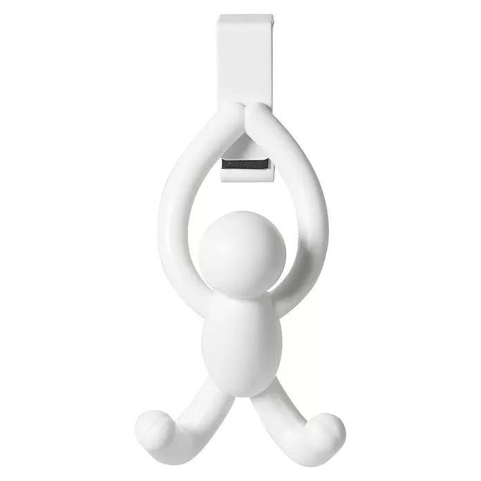 Umbra Türhaken Buddy - Metall, Weiß, 2 Stk. - Weißer, menschenförmiger, flexibler Haken mit Armen, die eine Schlaufe zum Aufhängen bilden.