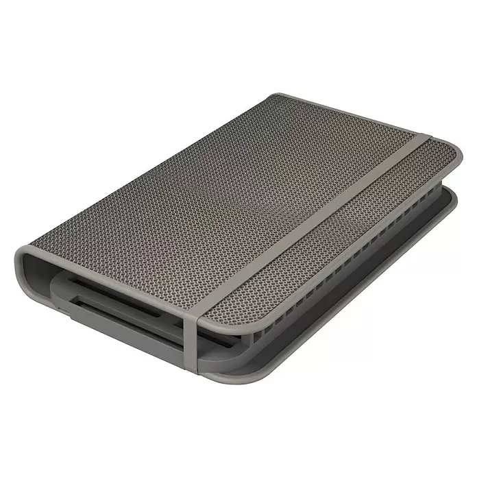 Umbra Abtropfmatte Udry - L x B x H: 61 x 46 x 27 mm, Kunststoff, Grau - Grau rechteckige, strukturierte Hülle mit Gummiband und seitlichen Lüftungsschlitzen.