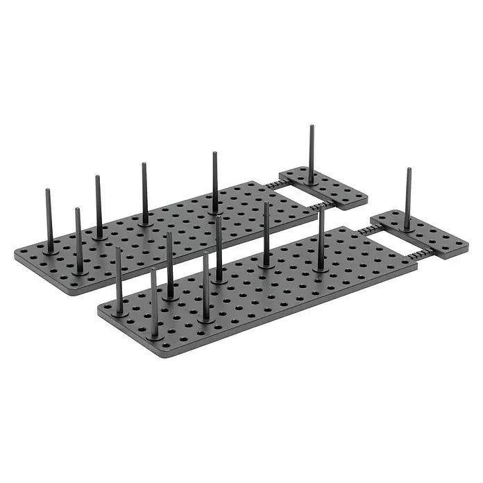 Umbra Schubladeneinsatz-Set Peggy - 45 cm, 15 cm, 1 cm, Grau, 2 Stk. - Zwei modulare graue Lochplatten mit vielen Löchern und vertikalen Stiften, über Zahnkanten verbunden, zur Organisation.