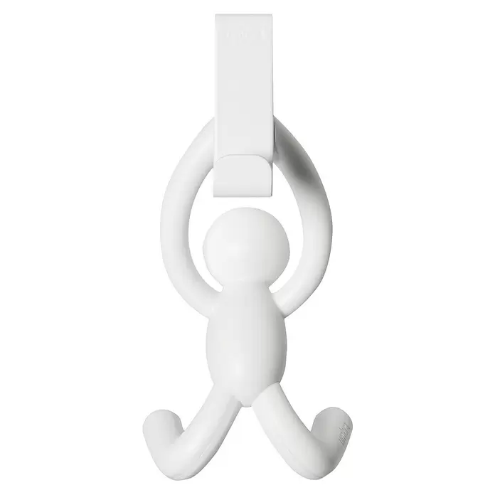 Umbra Türhaken Buddy - Metall, Weiß, 2 Stk. - Weißer, menschenförmiger Mehrfachhaken von Umbra aus Kunststoff zum Aufhängen von Gegenständen.