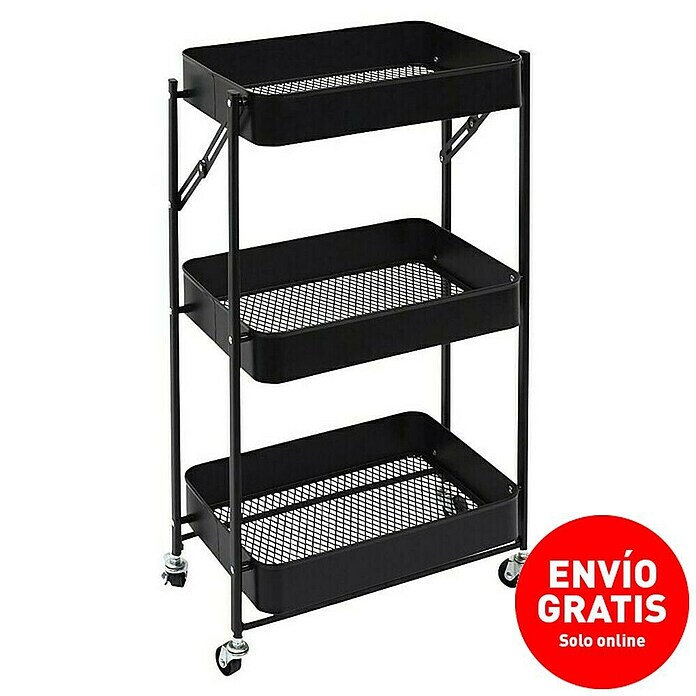 Home Deco Factory Carro de cocina plegable Bristot Indus (L x An x Al: 29,6 x 45,3 x 77,5 cm, Negro, 60 l) | BAUHAUS