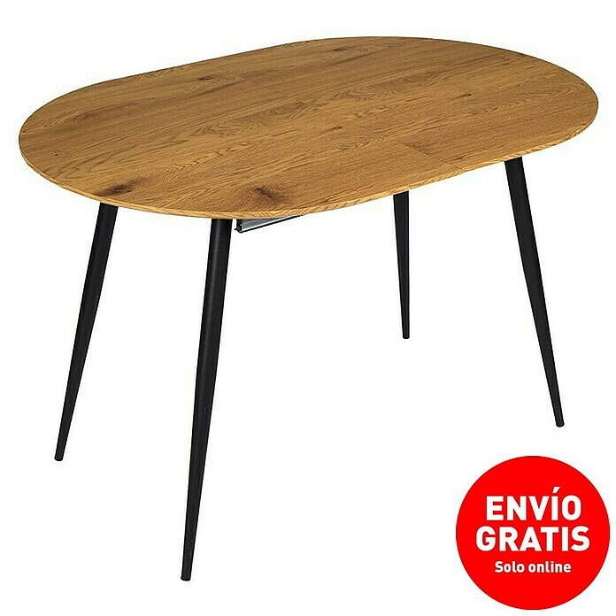 Mesa de comedor extensible Oval (L x An x Al: 80 x 160 x 76 cm, Negro) | BAUHAUS