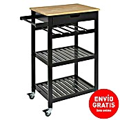 Carro de cocina Bristot Indus (L x An x Al: 40 x 62,5 x 85,5 cm, Negro/Pino) | BAUHAUS