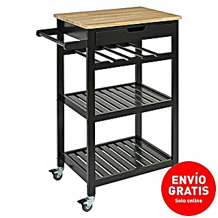 Carro de cocina Bristot Indus (L x An x Al: 40 x 62,5 x 85,5 cm, Negro/Pino)