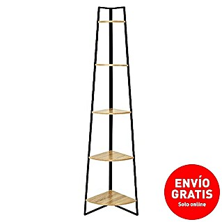 Estantería esquinera Bristot Indus (L x Al: 34,5 x 180 cm, Negro/Roble)