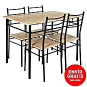 Mesa de comedor con sillas Loka (L x An x Al: 70 x 110 x 76 cm, Marrón/Negro, 5 pzs.) | BAUHAUS