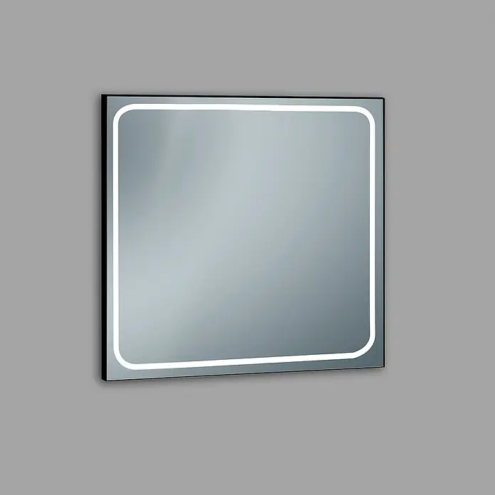 Camargue Lichtspiegel Emin - 80 x 70 cm, Schwarz, Leuchtmittel - Quadratischer Spiegel mit LED-Beleuchtung für stilvolle Badgestaltung. Moderne Optik und energiesparende Lichttechnik vereint.