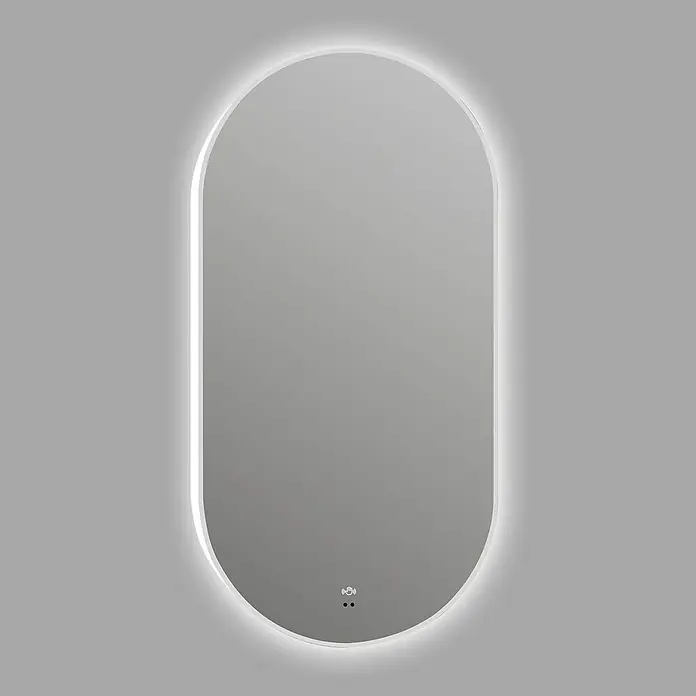 Camargue Lichtspiegel Celia Capsula - 45 x 90 cm, Leuchtmittel - Ovaler Spiegel mit LED-Beleuchtung für Badezimmer oder Ankleidezimmer. Elegantes Design mit sanftem Licht.