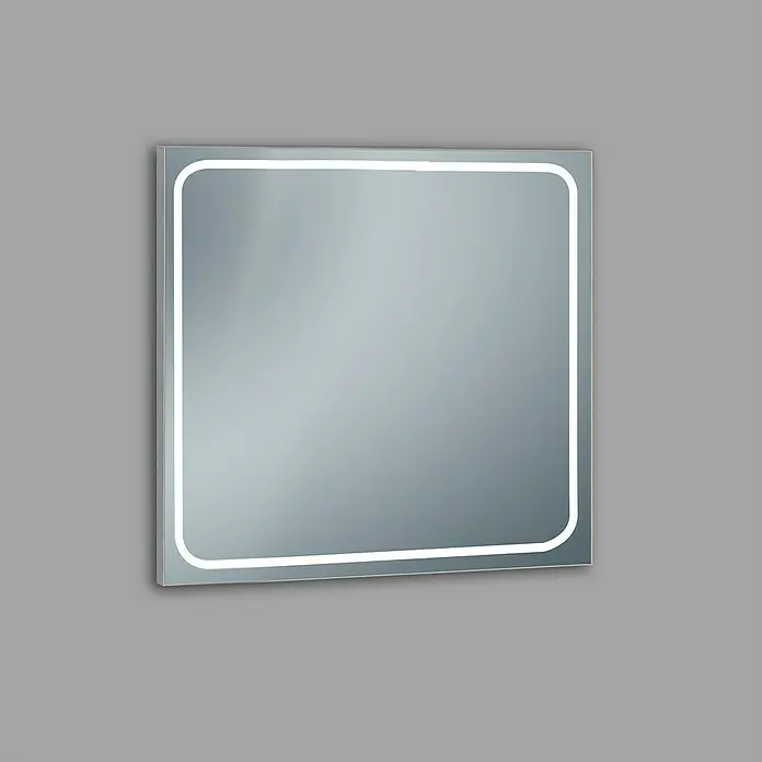 Camargue Lichtspiegel Emin - 80 x 70 cm, Silber, Leuchtmittel - Quadratischer Spiegel mit LED-Beleuchtung. Stilvolles Design für Badezimmer oder Ankleidezimmer.