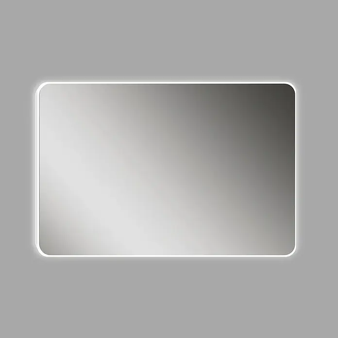 Camargue Lichtspiegel Celia - 120 x 70 cm, Leuchtmittel - Rechteckiger Spiegel mit abgerundeten Ecken und LED-Hintergrundbeleuchtung, ideal für moderne Badezimmer.