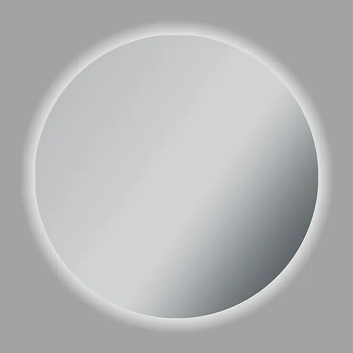 Camargue Lichtspiegel Siro - Durchmesser: 100 cm, Leuchtmittel - Abstrakte Darstellung eines runden, silberfarbenen Spiegels mit subtilen Lichteffekten, ideal für moderne Dekoration.
