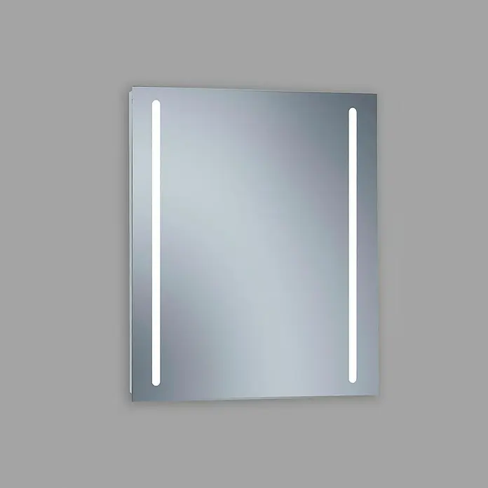 Camargue Lichtspiegel Eco Two - 60 x 70 cm, Leuchtmittel - Beleuchteter Badezimmerspiegel mit vertikalen LED-Streifen für eine moderne und funktionale Badgestaltung.