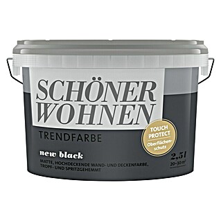 SCHÖNER WOHNEN-Farbe Wandfarbe Trendfarbe (New Black, 2,5 l, Matt, Konservierungsmittelfrei)