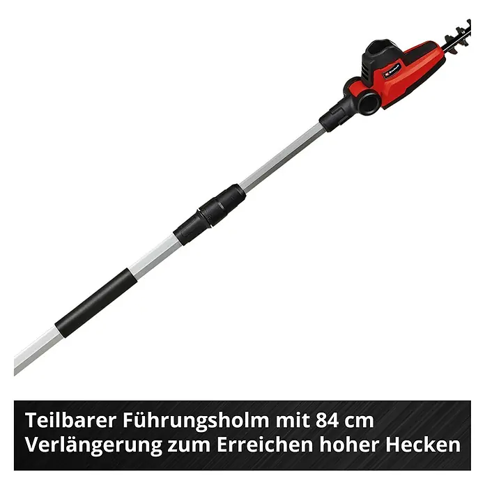 Einhell Power X-Change 18V Teleskop-Heckenschere GC-HH 18/45 LI T-SO - 18 V, Li-Ionen, Ohne Akku, Schnittlänge: 41 cm - Die Teleskop-Heckenschere mit teilbarem Führungsholm und 84 cm Verlängerung, ideal für hohe Hecken.