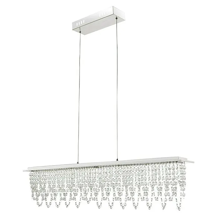 Globo Pendelleuchte Scala - 24 W, Lichtfarbe: Warmweiß, L x B x H: 900 x 110 x 1.500 mm - Eine moderne, rechteckige Kristall-Hängeleuchte mit klaren Kristallen, die ein elegantes Ambiente schafft.