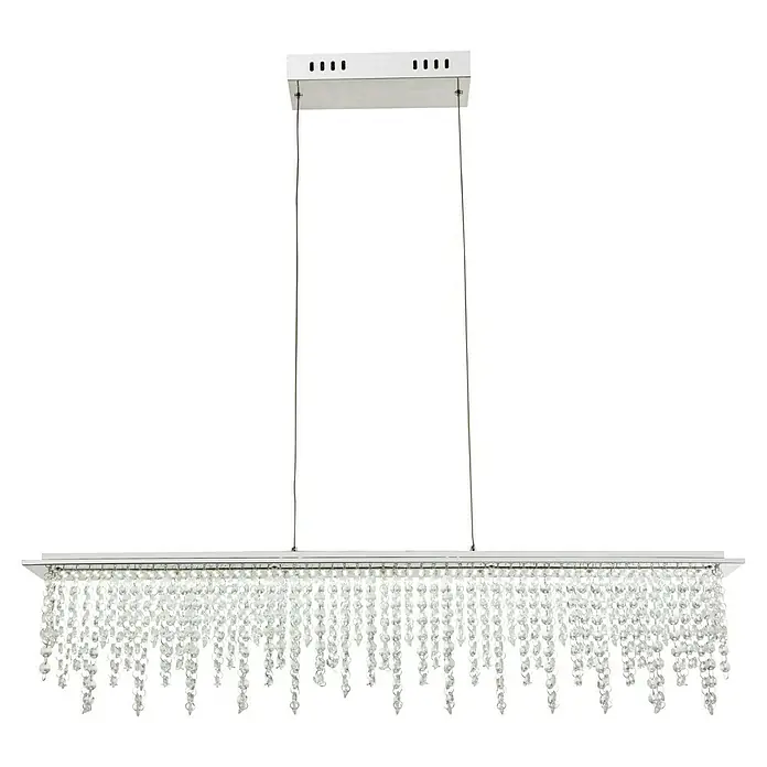 Globo Pendelleuchte Scala - 24 W, Lichtfarbe: Warmweiß, L x B x H: 900 x 110 x 1.500 mm - Elegante Hängeleuchte mit glitzernden Kristallen. Die rechteckige Kristallleuchte sorgt für ein schönes Ambiente und ist ein echter Hingucker.