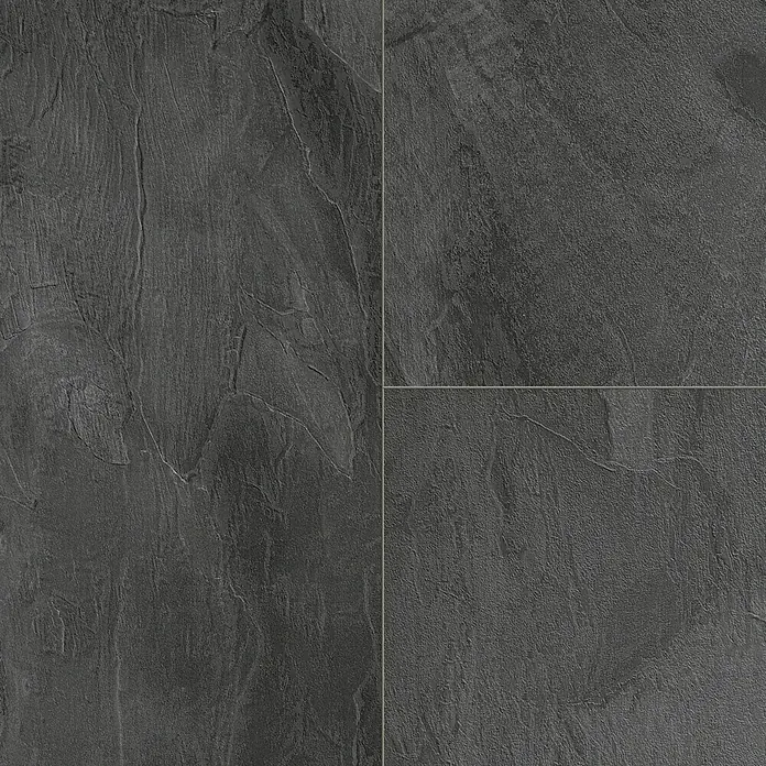 LOGOCLIC Ceramico Laminat - Pearl Grey, Fliese, 638 x 330 x 8 mm - Texturierte, dunkle Bodenfliesen im Stein-Look, ideal für moderne Innenräume und Außenbereiche. Robuste Oberfläche und stilvolles Design.