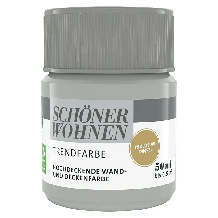 SCHÖNER WOHNEN-Farbe Farbtester Trendfarbe - Dreamy, Matt, 50 ml, Konservierungsmittelfrei - Dose Schöner Wohnen Trendfarbe, eine hochdeckende Wand- und Deckenfarbe mit 50 ml Inhalt und inklusive Pinsel.