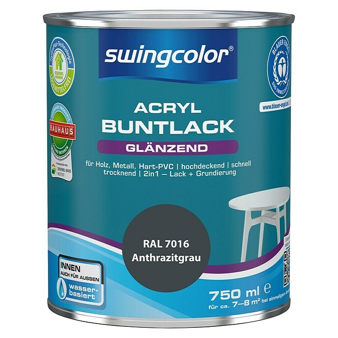 swingcolor Buntlack Acryl (Anthrazitgrau, 750 ml, Glänzend)