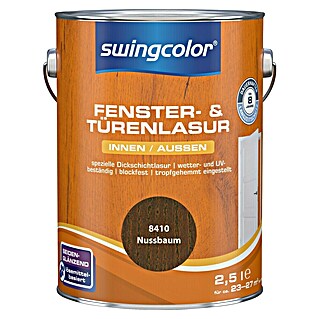 swingcolor Fenster- & Türenlasur (Nussbaum, 2,5 l, Seidenglänzend, Lösemittelbasiert)