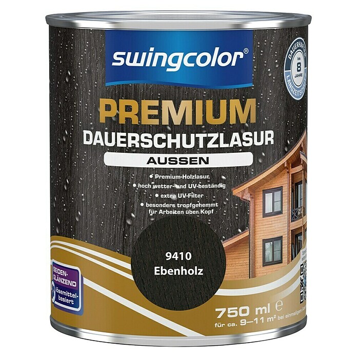 swingcolor Dauerschutzlasur (Ebenholz, 750 ml, Seidenglänzend)
