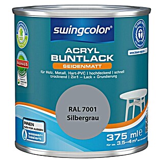 swingcolor Buntlack Acryl (Silbergrau, Seidenmatt, 375 ml)