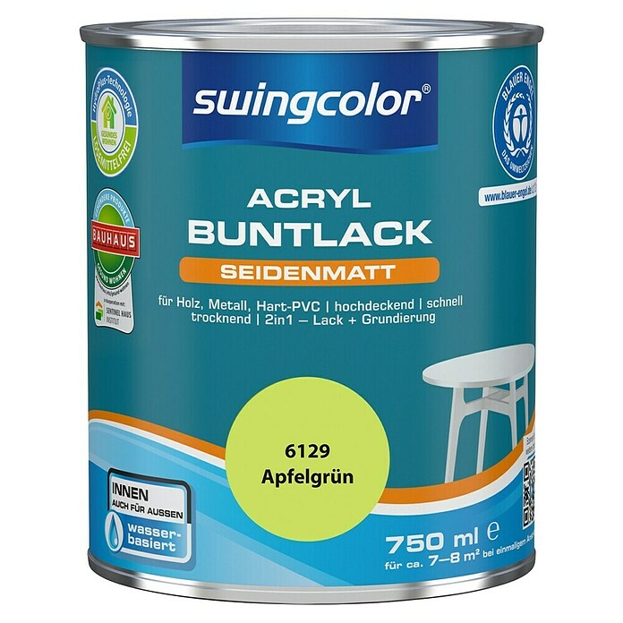swingcolor Buntlack (Apfelgrün, 750 ml, Seidenmatt)
