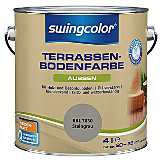 swingcolor Terrassenbodenfarbe Terrassenbodenfarbe RAL 7030 (Steingrau, 4 l, Seidenmatt, Wasserbasiert)