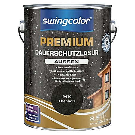 swingcolor Premium Dauerschutzlasur (Ebenholz, 2,5 l, Seidenglänzend, Lösemittelbasiert)