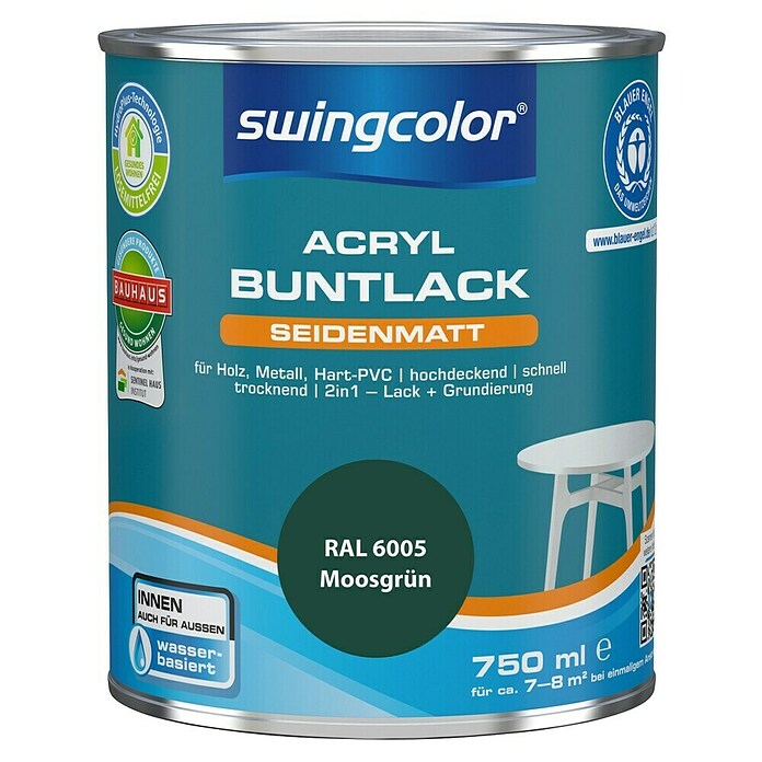 swingcolor Buntlack Acryl (Moosgrün, 750 ml, Seidenmatt)
