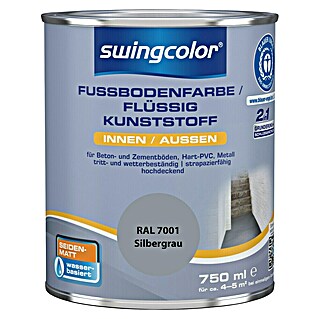 swingcolor 2in1 Flüssigkunststoff / Fußbodenfarbe RAL 7001 (Silbergrau, 750 ml, Seidenmatt)