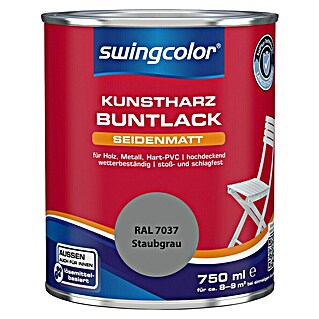 swingcolor Buntlack Kunstharz für Außen (Staubgrau, 750 ml, Seidenmatt, Lösemittelbasiert)