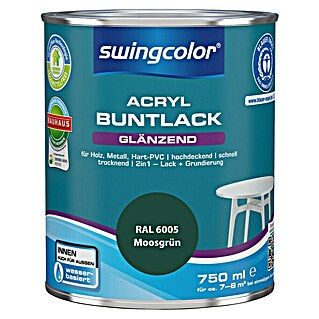 swingcolor Buntlack Acryl (Moosgrün, Glänzend, 750 ml, Wasserbasiert)