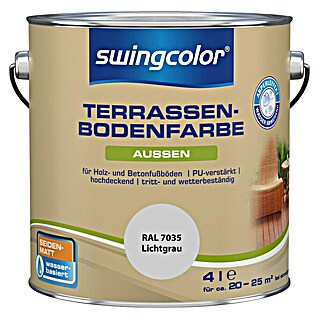 swingcolor Terrassenbodenfarbe Terrassenbodenfarbe RAL 7035 (Lichtgrau, 4 l, Seidenmatt, Wasserbasiert)